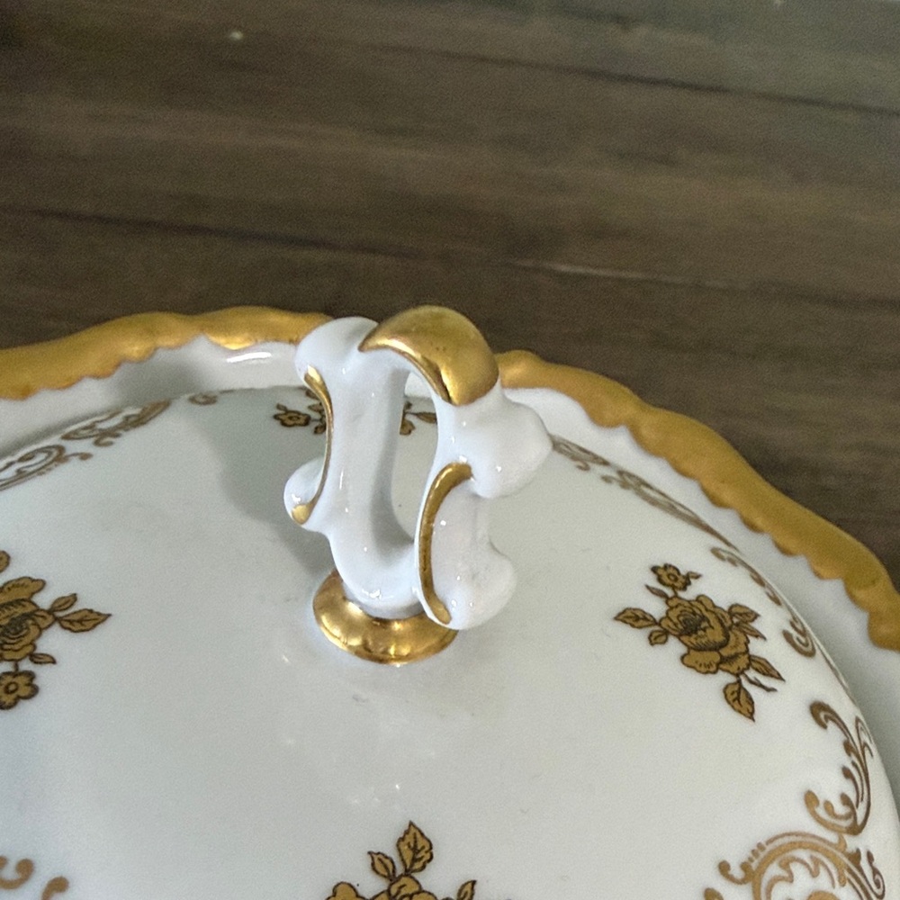 EReichenbach Fine China Covered Candy Dish Gold Floral Germany 5” - Picture 9 of 12